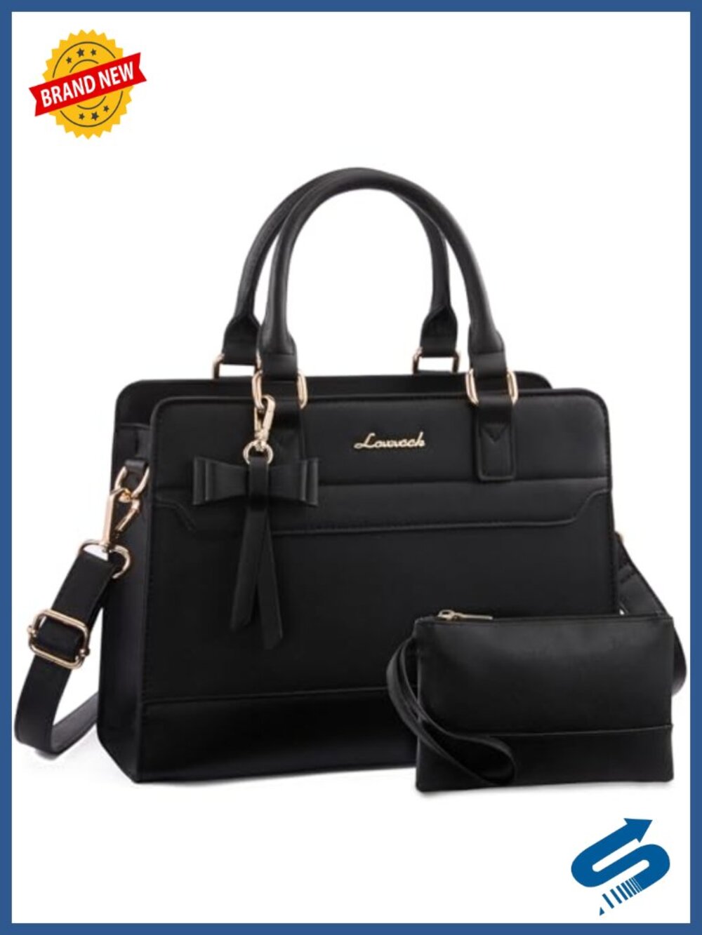 Cross-Grain PU Leather Satchel Tote with Bowknot, Adjustable Crossbody Strap